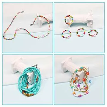 BALABEAD 3mm Round Size Almost Uniform Glass Seed Beads with Beading Kit, About 7800pcs in Box 24 Multicolor Assortment Size 8/0 Craft Seed Beads for Jewelry Making,(About 325pcs/Color, 24 Colors)