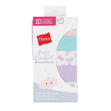 Hanes Baby Girls Toddler 10-Pack Pure Comfort Underwear - Assorted Hipster Briefs