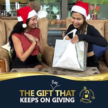 Nush Nush Silver Gift Bags Large Size – Set of 15 Reusable Silver Gift Bags With White Handles - P...