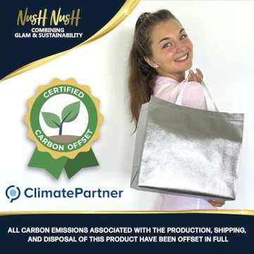 Nush Nush Silver Gift Bags Large Size – Set of 15 Reusable Silver Gift Bags With White Handles - Perfect As Christmas Gift Bags, Goodie Bags, Birthday Gift Bags, Party Favor Bags –13Wx5Dx11H