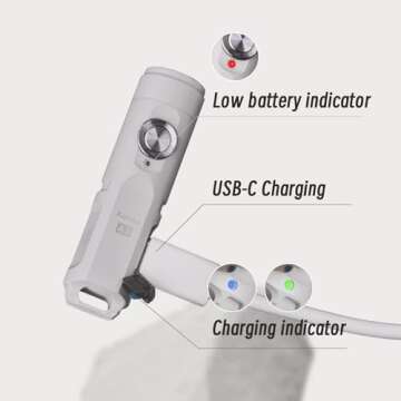 RovyVon A3 Gen 4 Keychain Flashlight- Super Bright 650 Lumens, USB C Rechargeable EDC Flashlight Water-Resistant, Lightweight- Ideal for Everyday Carry, Camping, Hiking, Emergency (Mao White)