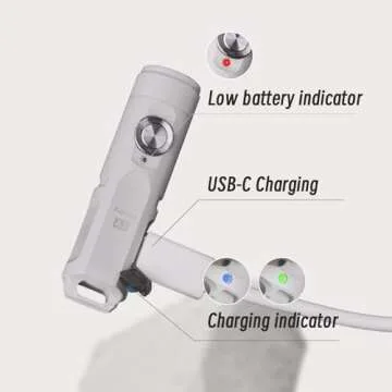 RovyVon A3 Gen 4 Keychain Flashlight- Super Bright 650 Lumens, USB C Rechargeable EDC Flashlight Water-Resistant, Lightweight- Ideal for Everyday Carry, Camping, Hiking, Emergency (Mao White)