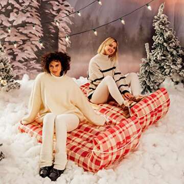 FUNBOY Winter Fun Inflatable Toboggan, Retro 2 Pack, Retro Two Pack