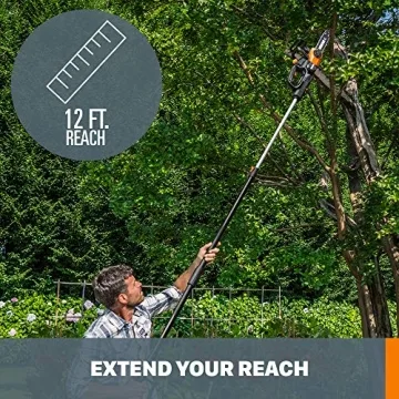 Worx WG323 20V Cordless Pole Chain Saw Auto-Tension