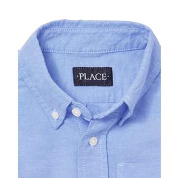 The Children's Place,boys,Short Sleeve Oxford Shirt,Lt Blue,Large