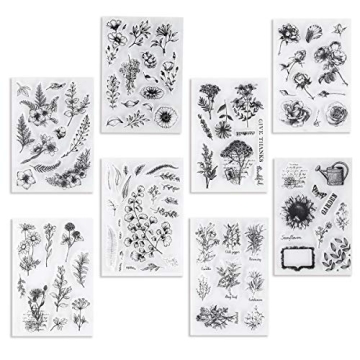 UCEC 8 Sheets Clear Silicone Stamps for Crafting