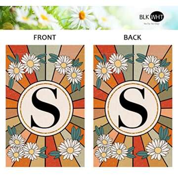 Monogram Letter S Garden Flag Summer Daisy 12x18 Vertical Double Sided Spring Floral Outside Decorations Small Burlap Family Last Name Initial Yard Flag