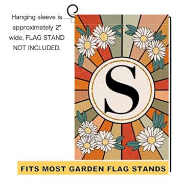 Monogram Letter S Garden Flag Summer Daisy 12x18 Vertical Double Sided Spring Floral Outside Decorations Small Burlap Family Last Name Initial Yard Flag