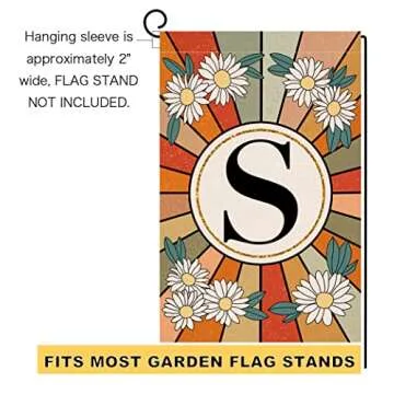 Monogram Letter S Garden Flag Summer Daisy 12x18 Vertical Double Sided Spring Floral Outside Decorations Small Burlap Family Last Name Initial Yard Flag