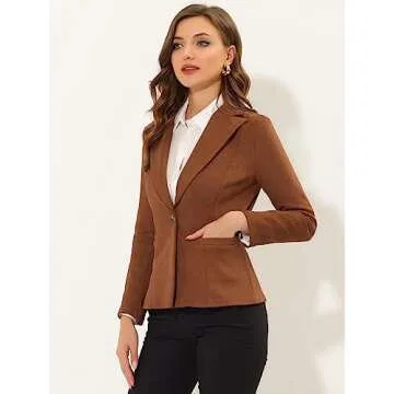 Allegra K Women's Faux Suede Casual Blazer for Work
