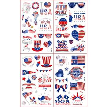 Eruclol 4th of July Temporary Tattoos for Celebrations