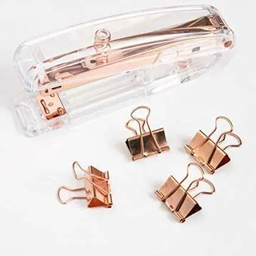 Stylish Rose Gold Stapler and Staple Remover Set