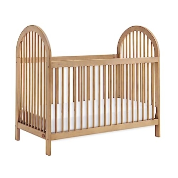 Elegant Soho Baby Everlee 3-in-1 Convertible Crib in Honey Wood for Stylish Nurseries