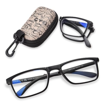 OPTOFENDY Folding Reading Glasses for Men Women, Lightweight Spring Hinge Readers, Portable Blue Lig...