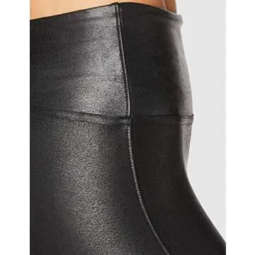 SPANX Faux Leather Moto Leggings Very Black SM 27