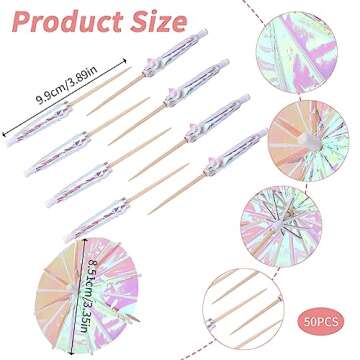 50 Pieces Cocktail Umbrellas Mini Paper Cocktail Picks Drink Umbrellas Parasol for Drinks Paper Umbr...