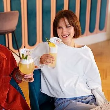 50 Pieces Cocktail Umbrellas Mini Paper Cocktail Picks Drink Umbrellas Parasol for Drinks Paper Umbrella with Wood Toothpicks for Summer Rainbow Lemon Cupcake Toppers Umbrella Party Decorations