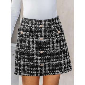 Stylish CUPSHE Tweed Button-Front Mini Skirt for Every Occasion