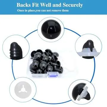 BESTCYC 30Pcs 24mm Large Black Plastic Safety Eyes Craft Eyes with Washers for Plush Animal, Doll, Puppet