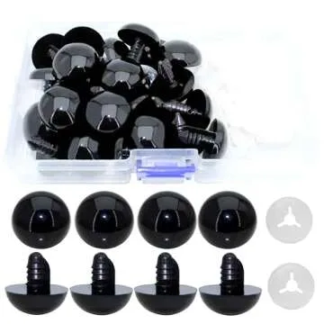BESTCYC 30Pcs 24mm Large Black Plastic Safety Eyes Craft Eyes with Washers for Plush Animal, Doll, Puppet
