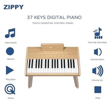 ZIPPY Kids Piano Keyboard, 37 Keys Digital Piano for Kids, Touch Sensitive Control Panel, Built-in S...