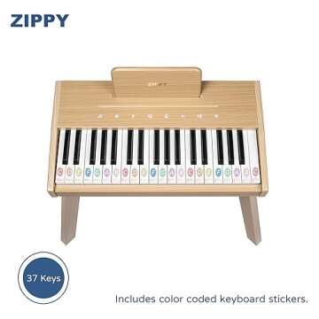 ZIPPY Kids Piano Keyboard, 37 Keys Digital Piano for Kids, Touch Sensitive Control Panel, Built-in Songs, Volume Adjustable, Music Educational Instrument Toy, Wood Piano for 3+ Girls and Boys
