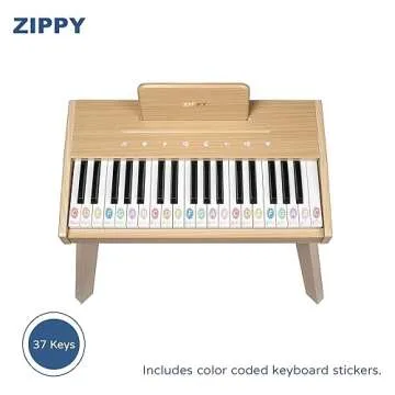 ZIPPY Kids Piano Keyboard, 37 Keys Digital Piano for Kids, Touch Sensitive Control Panel, Built-in Songs, Volume Adjustable, Music Educational Instrument Toy, Wood Piano for 3+ Girls and Boys