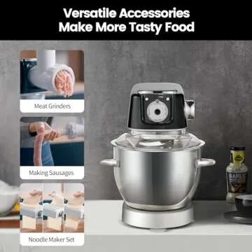 HAUSWIRT Electric Stand Mixer, LED Household Stand Mixers, 5.3QT Electric Food Mixer Stand, 11Speeds 3-IN-1 Kitchen Stand Up Mixers with Stainless Steel Egg Whisk, Dough Hook, Flat Beater, Black