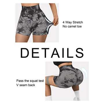 RXRXCOCO Women Seamless Butt Lifting Contour Yoga Short 3" High Waist Booty Gym Biker Shorts Small Black Gray