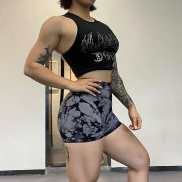 RXRXCOCO Women Seamless Butt Lifting Contour Yoga Short 3" High Waist Booty Gym Biker Shorts Small Black Gray