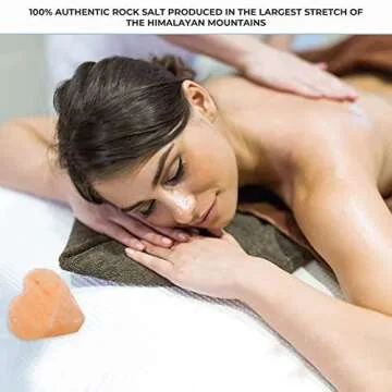 Pure Himalayan Salt Works Heart Massage Stone, Pink Crystal Hand-Carved Stone for Massage Therapy, Deodorant and Salt and Sugar Scrubs, 2.75” W x 3” H x 1.5” D