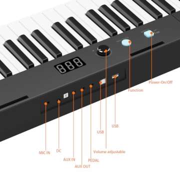 61 Key Keyboard Piano, Protable Electric Semi-Weighted Piano Keyboard for Beginner, Home Pianos With Power Supply, Portable Electronic Piano With Keys, Power Adapter, Keyboard Piano with Stand&Stool