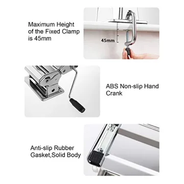 Shule Stainless Steel Manual Pasta Maker with 7 Thickness Settings