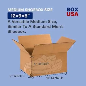 BOX USA Shipping Boxes Small 12"L x 9"W x 6"H, 25-Pack | Corrugated Cardboard Box for Packing, Moving and Storage