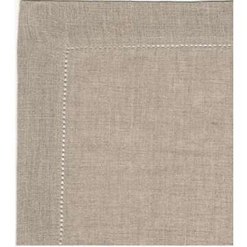 Genuine Linen Napkins - Set of 12 Cloth Napkins with Hemstitch Detail - Hand Crafted Pure Luxury Linen Reusable Lunch Dinner Napkin - Fall Summer Holiday Table - Large 18x18 Natural - COTTON CRAFT
