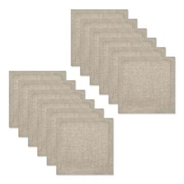 Genuine Linen Napkins - Set of 12 Cloth Napkins with Hemstitch Detail - Hand Crafted Pure Luxury Linen Reusable Lunch Dinner Napkin - Fall Summer Holiday Table - Large 18x18 Natural - COTTON CRAFT