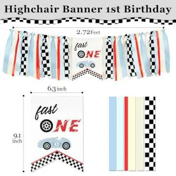 Kriyokiaa Fast One Race Car Highchair Banner for Boys