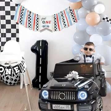 Kriyokiaa Fast One Race Car Highchair Banner for Boys