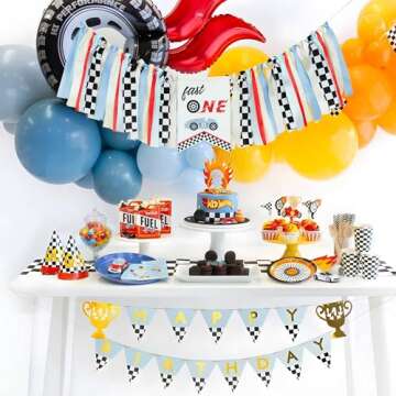 Kriyokiaa Fast One Race Car Highchair Banner for Boys