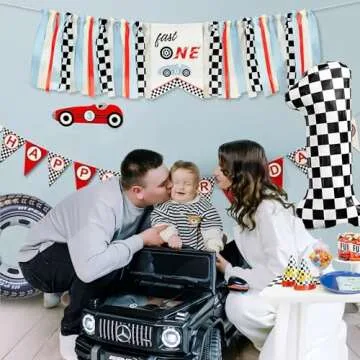 Kriyokiaa Fast One Race Car Highchair Banner for Boys