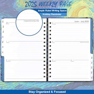 2025 Planner – Weekly ＆ Monthly Planner 2025, Jan. 2025 - Dec. 2025, 6.4" x 8.5", 2025 Calendar Planner with Tabs, Hardcover, Strong Binding, Thick Paper, Back Pocket, Elastic Closure, Inner Pocket