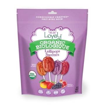 Lovely Candy Co. Organic Lollipops - 100% Vegan, Gluten-Free Treats, 7oz