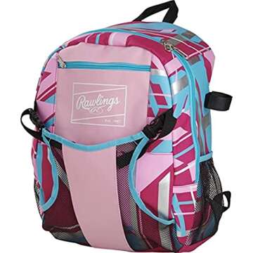 Rawlings REMIX Backpack Equipment Bag for T-Ball & Youth Baseball/Softball - Pink