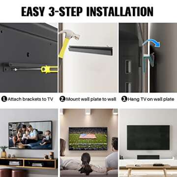 AENTGIU Studless TV Wall Mount, Heavy Duty Drywall TV Bracket Hanger for 32-75 inch Flat Screen TVs,...