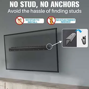 AENTGIU Studless TV Wall Mount, Heavy Duty Drywall TV Bracket Hanger for 32-75 inch Flat Screen TVs, No Stud, No Drill, No Anchors, Easy Install with All Hardware