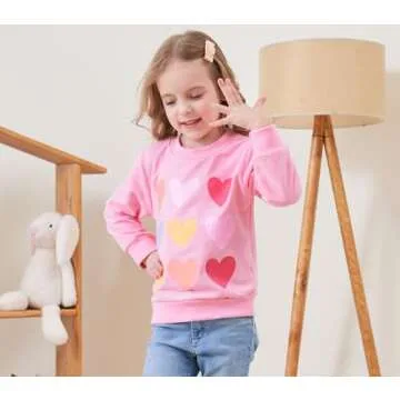 Akyzic Baby Girl Sweatshirt Heart Print Valentines Outfit Kids Sweaters Tops Pullover Toddler Long Sleeve Crewneck Heart Shirt 3t