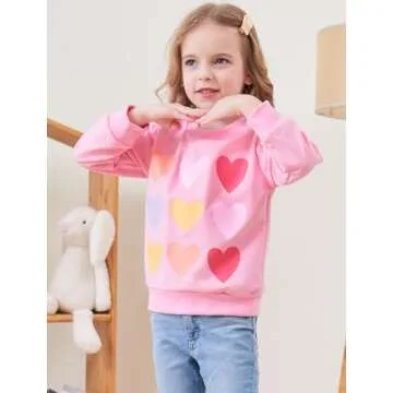 Akyzic Baby Girl Sweatshirt Heart Print Valentines Outfit Kids Sweaters Tops Pullover Toddler Long Sleeve Crewneck Heart Shirt 3t