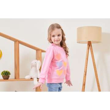 Akyzic Baby Girl Sweatshirt Heart Print Valentines Outfit Kids Sweaters Tops Pullover Toddler Long Sleeve Crewneck Heart Shirt 3t