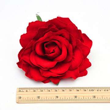 DreamLily Rose Flower Hair Clip Flamenco Dancer Pin up Flower Brooch BC10 (Big Red)