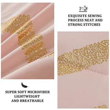 Menghomeus Pink Comforter Set Twin/Twin XL Size Metallic Blush and Rose Gold Bed Comforter 3 Piece Soft Microfiber Christmas Bedding for Teen Girls Women (1 Pillow Sham + 1 Decorative Pillow Sham)